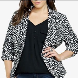 Torrid Black & White Polka Dot Open Blazer